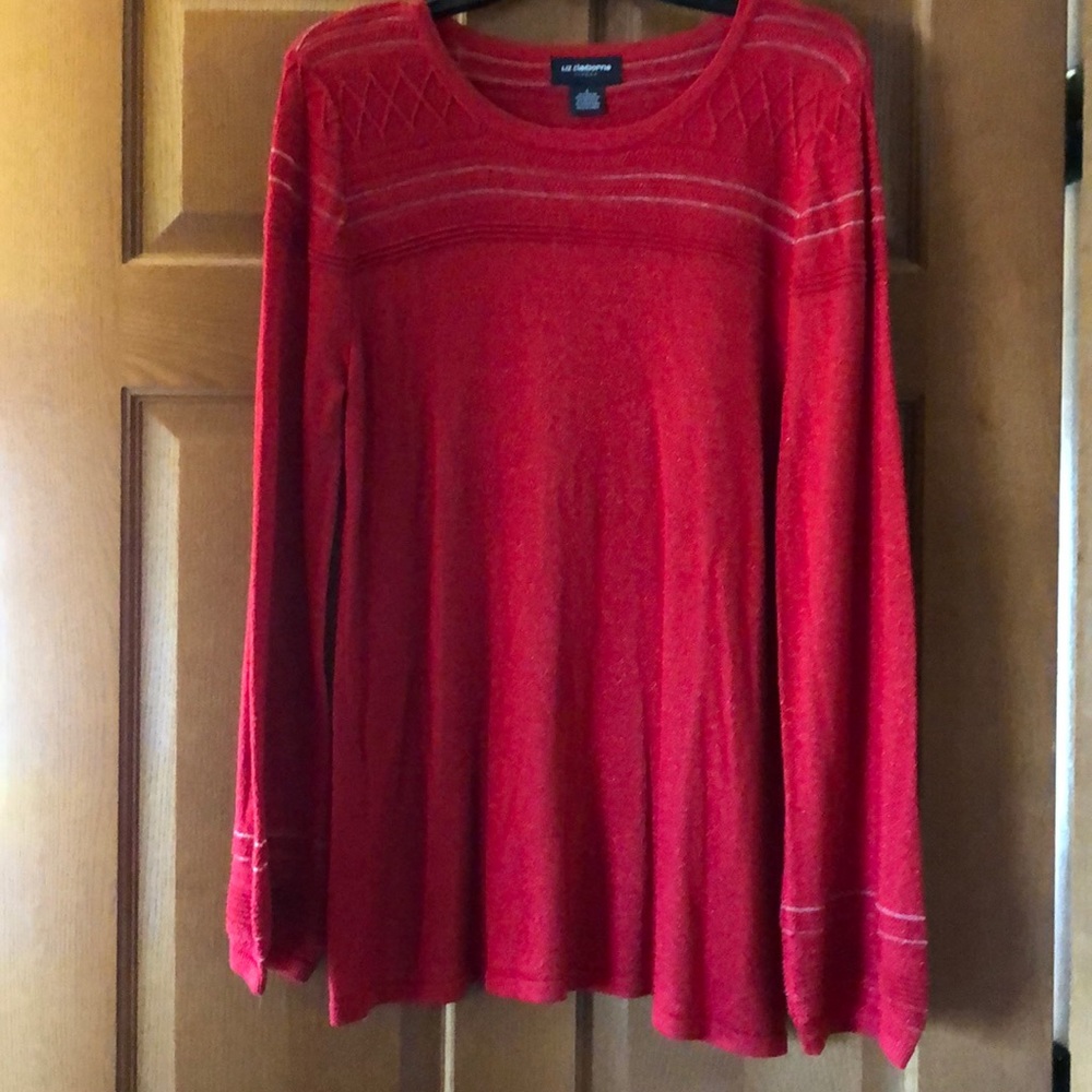 shimmery red sweater